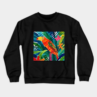 Colorful Tropical Bird Painted Fauvist Rainforest Toucan Crewneck Sweatshirt